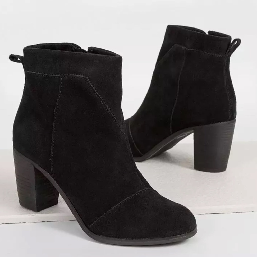 Toms Lunata Black Suede Ankle Booties